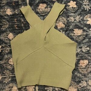 Olive Green Ribbed Women's Top